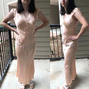Antique 1930's Pink Nightgown / Satin & Lace